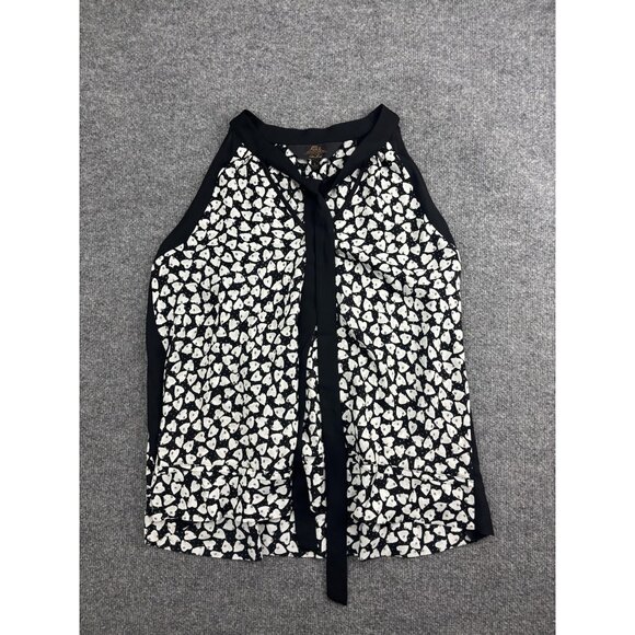 Disney Alice Through the Looking Glass Blouse Womens Large Black White Tie Neck - Picture 1 of 6